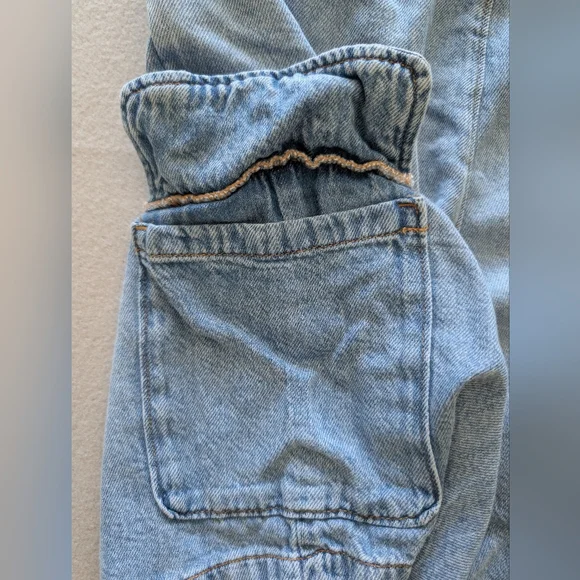 Zara Loose Fit Denim Cargo Midi Shorts Casual Utility Light Wash Youth 11/12 - Picture 4 of 8